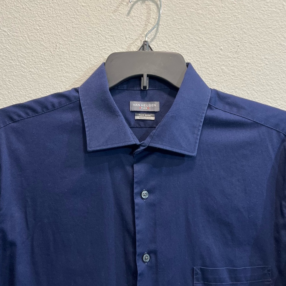 Van Heusen Flex Shirt, Regular Fit, Navy - Picture 2 of 3